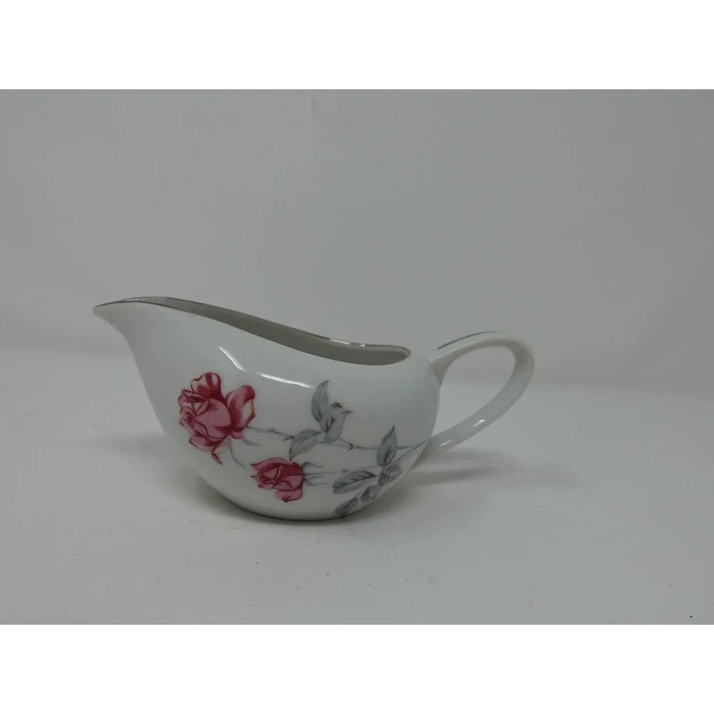A.D.S Japan Autumn Rose 1832 Gravy Boat Creamer Porcelain Platinum Trim